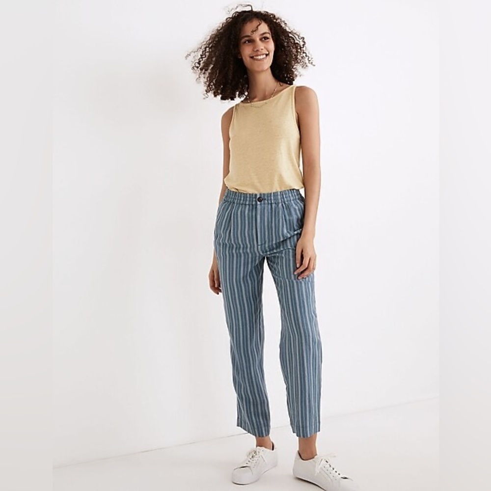 Madewell Linen-Blend Track Trousers in Stripe Size Medium